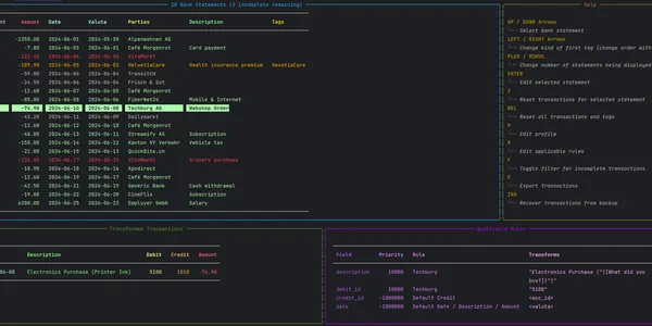 Screenshot of the Adaptive Accountant terminal-based GUI.